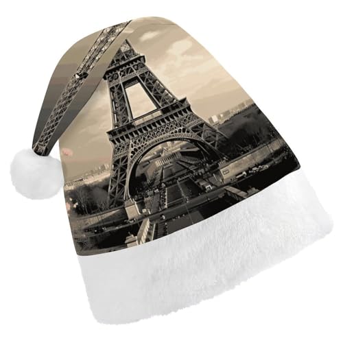 Dwrepo Weihnachtsmütze für Erwachsene, Nikolausmütze, Paris-Turm, Uni, Urlaub, dick, Weihnachtsmütze, Party-Kopfbedeckung von Dwrepo