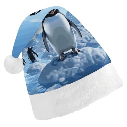 Dwrepo Weihnachtsmütze für Erwachsene, Nikolausmütze, Pinguin, Antarktis, Eis, Uni, Urlaub, dick, Weihnachtsmütze, Party-Kopfbedeckung von Dwrepo