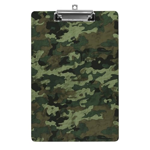 Klemmbrett in Militär-Camouflage-Design, dekorativ, A4, Briefgröße, Klemmbretter mit niedrigem Profil, Menüblöcke, Quittungsclips, Acryl-Klemmbrett für Büro, Restaurant, Café, Hotel, 32,5 x 21,6 cm von Dwrepo