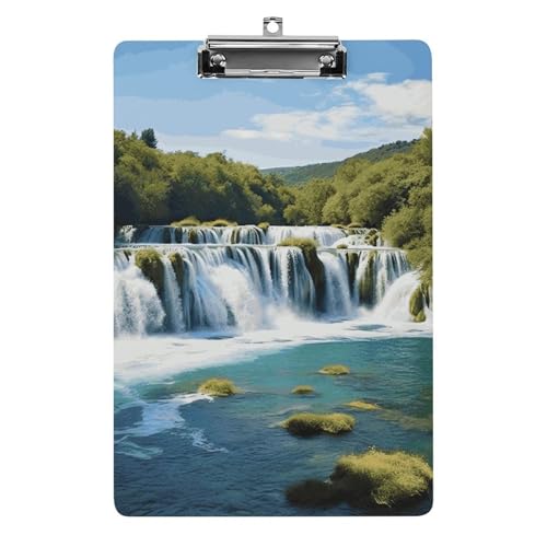 Klemmbrett mit Wasserfällen auf dem Fluss Krka, dekorativ, A4, Briefgröße, Klemmbretter mit niedrigem Profil, Menüblöcke, Quittungsclips, Acryl-Klemmbrett für Büro, Restaurant, Café, Hotel, 31,8 x von Dwrepo