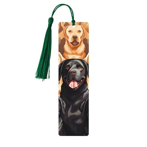 Labrador Retriever Hunde Lesezeichen Holz Lesezeichen für Buchliebhaber Lesezeichen mit Quasten Holz Handwerk Holz Geschenkanhänger Etiketten Rechteck Lesezeichen Ornamente Ausgefallenes Geschenk für von Dwrepo