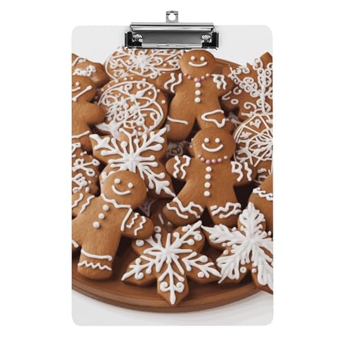 Lebkuchen-Klemmbrett, dekorativ, A4, Briefgröße, Klemmbretter mit niedrigem Profil, Menüblöcke, Quittungsclips, Acryl-Klemmbrett für Büro, Restaurant, Café, Hotel, 32,5 x 21,6 cm von Dwrepo