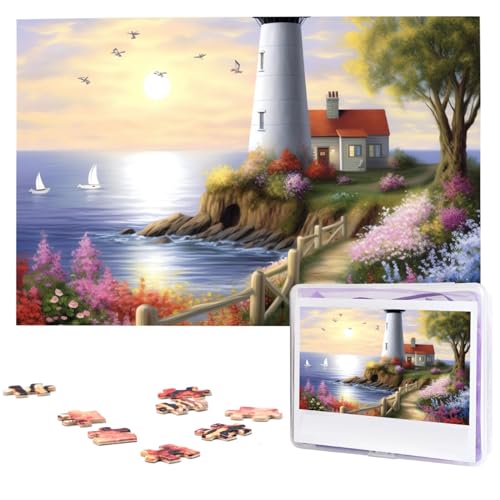 Leuchtturm Diamond Painting Puzzle 1000 Teile Personalisierte Puzzles aus Fotos Puzzle für Erwachsene Herausforderndes Puzzle (74,9 x 50 cm) von Dwrepo