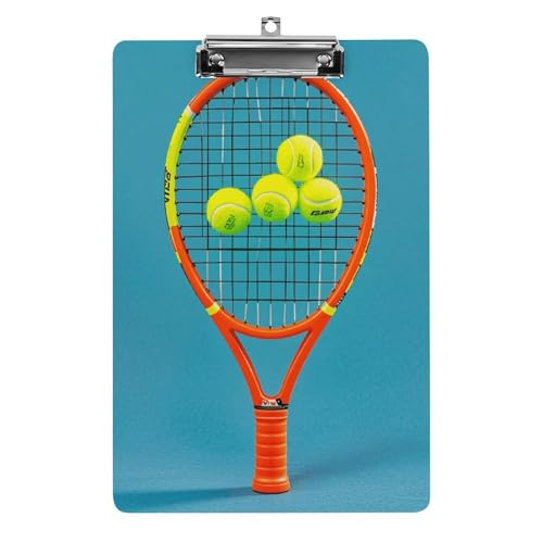 Lustiges Klemmbrett für Tennisschläger und Tennisbälle, dekoratives A4-Klemmbrett in Briefgröße, mit niedrigem Profil, Menüblöcke, Quittungsclips, Acryl-Klemmbrett für Büro, Restaurant, Café, Hotel, von Dwrepo