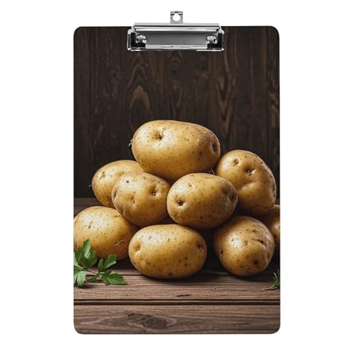 Many Potatoes Klemmbrett Dekoratives A4-Klemmbrett in Briefgröße mit niedrigem Profil, Menüblöcke, Quittungsclips, Acryl-Klemmbrett für Büro, Restaurant, Café, Hotel, 32,5 x 21,6 cm von Dwrepo