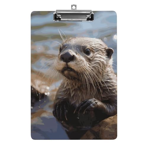 Otter spielt im Wasser, dekoratives Klemmbrett im A4-Format mit niedrigem Profil, Menüblöcke, Quittungsclips, Acryl-Klemmbrett für Büro, Restaurant, Café, Hotel, 31,8 x 21,6 cm von Dwrepo