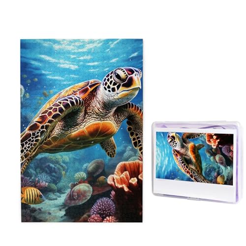 Puzzle Custom Jigsaw Puzzles for Adults 1000 Pieces Personalized Wooden Puzzle Sea Turtles Diamond Painting Wedding Puzzle Picture Puzzle for Christmas Family Birthday Holidays von Dwrepo