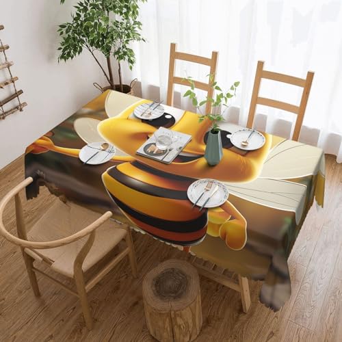 Rechteckige Tischdecke mit Honigbienen-Druck, wasserdicht, knitterfrei, waschbar, Tischdecke für drinnen und draußen, Küche, Esszimmer, Urlaub, dekorativ, 137 x 183 cm von Dwrepo