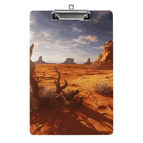 Western Desert Klemmbrett Dekoratives A4-Klemmbrett in Briefgröße mit flachem Profil-Clip Menüblöcke Quittungsclips Acryl-Klemmbrett für Büro, Restaurant, Café, Hotel, 32,5 x 21,6 cm von Dwrepo