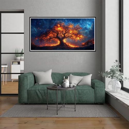 Baum Malen Nach Zahlen Erwachsene, malen nach zahlen kinder Fantasie DIY Handgemalt Ölgemälde Kit für anfänger und Erwachsene Mit 3 Pinseln und acrylfarbe, Herbst Zimmer Deko Schlafzimmer, 70x140xm von Dxoaoocc