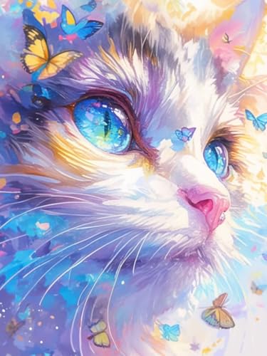 Diamond Painting Erwachsene, Katze Diamant Painting XXL 150x200CM, 5D Diamond-Painting Bilder Schmetterling Diamonds Crystal Art Bastelset Erwachsene für Home Wand Deko und Als Geschenk Geschenke -470 von Dxoaoocc