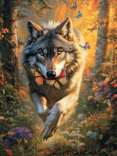 Diamond Painting Erwachsene, Wolf Diamant Painting XXL 150x200CM, 5D Diamond-Painting Bilder Schmetterling Diamonds Crystal Art Bastelset Erwachsene für Home Wand Deko und Als Geschenk Geschenke -4130 von Dxoaoocc