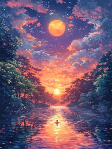 Diamond Painting Erwachsene Groß xxl 150x200CM, Sonnenuntergang Diamant Painting Bilder Landschaft Daiments Painting Bastelset für Kinder Crystal Art Diamonds Painting für Home Wall Dekoration -480 von Dxoaoocc