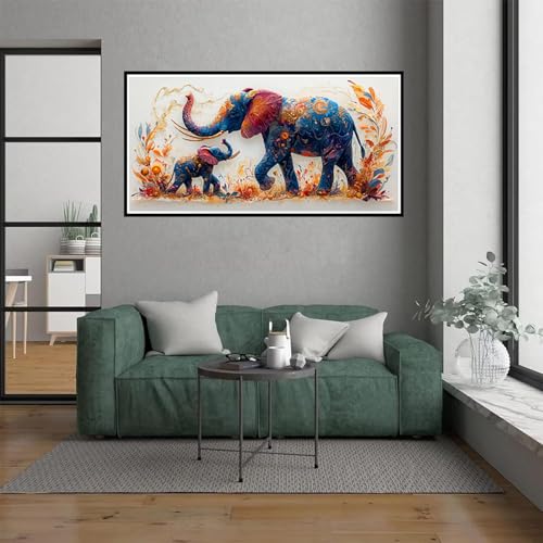 Elefant Malen Nach Zahlen Erwachsene, malen nach zahlen kinder Tier DIY Handgemalt Ölgemälde Kit für anfänger und Erwachsene Mit 3 Pinseln und acrylfarbe, Herbst Zimmer Deko Schlafzimmer, 100x200cm von Dxoaoocc