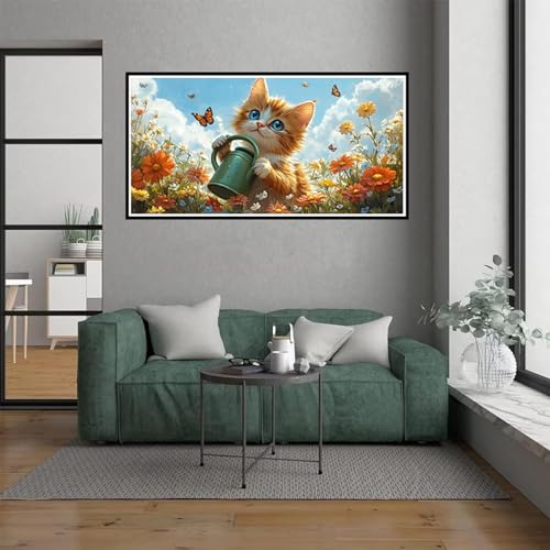 Katze Malen Nach Zahlen Erwachsene, malen nach zahlen kinder Schmetterling DIY Handgemalt Ölgemälde Kit für anfänger und Erwachsene Mit 3 Pinseln und acrylfarbe, Herbst deko Schlafzimmer, 100x200cm von Dxoaoocc