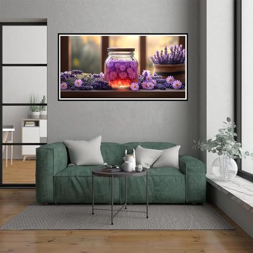 Malen Nach Zahlen Erwachsene Blume Malen Nach Zahlen ab 7 Jahre Mädchen, Lavendel Paint by Numbers Bastelset Erwachsene Frauen für Deko Wohnzimmer, Mit Pinseln und acrylfarbe, Ohne Rahmen, 70x140xm von Dxoaoocc