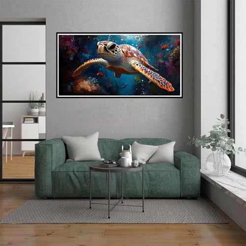 Malen Nach Zahlen Erwachsene Fisch Malen Nach Zahlen ab 7 Jahre Mädchen, Meeresschildkröte Paint by Numbers Bastelset Erwachsene Frauen für Home Deko Wohnzimmer, Mit Pinseln und acrylfarbe, 70x140xm von Dxoaoocc