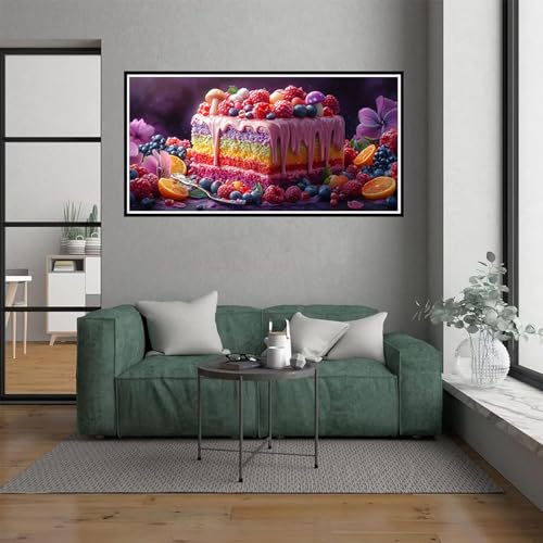 Malen Nach Zahlen Erwachsene Kuchen Malen Nach Zahlen ab 7 Jahre Mädchen, Obst Paint by Numbers Bastelset Erwachsene Frauen für Home Deko Wohnzimmer, Mit Pinseln und acrylfarbe, Ohne Rahmen, 50x100cm von Dxoaoocc