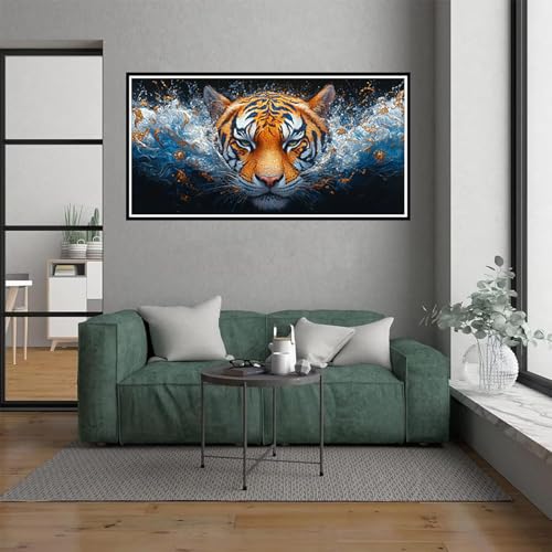 Malen Nach Zahlen Erwachsene Tiger Malen Nach Zahlen ab 7 Jahre Mädchen, Fantasie Paint by Numbers Bastelset Erwachsene Frauen für Deko Wohnzimmer, Mit Pinseln und acrylfarbe, Ohne Rahmen, 100x200cm von Dxoaoocc