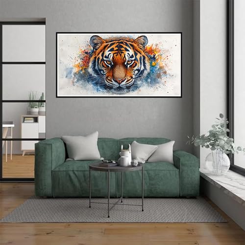 Malen Nach Zahlen Erwachsene Tiger Malen Nach Zahlen ab 7 Jahre Mädchen, abstrakt Paint by Numbers Bastelset Erwachsene Frauen für Deko Wohnzimmer, Mit Pinseln und acrylfarbe, Ohne Rahmen, 50x100cm von Dxoaoocc