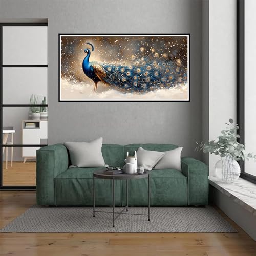 Pfau Malen Nach Zahlen Erwachsene, malen nach zahlen kinder Schneeszene DIY Handgemalt Ölgemälde Kit für anfänger und Erwachsene Mit 3 Pinseln und acrylfarbe, Herbst deko Schlafzimmer, 100x200cm von Dxoaoocc