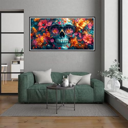 Skeleton Malen Nach Zahlen Erwachsene, malen nach zahlen kinder Blume DIY Handgemalt Ölgemälde Kit für anfänger und Erwachsene Mit 3 Pinseln und acrylfarbe, Herbst Zimmer Deko Schlafzimmer, 40x80cm von Dxoaoocc