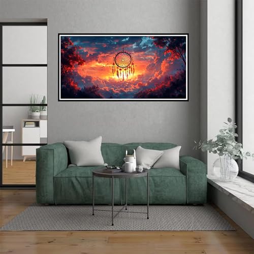 Sonnenuntergang Malen Nach Zahlen Erwachsene, malen nach zahlen kinder Traumfänger DIY Handgemalt Ölgemälde Kit für anfänger und Erwachsene Mit 3 Pinseln und acrylfarbe, deko Schlafzimmer, 40x80cm von Dxoaoocc