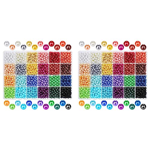 Dxoniislh 3360 Stück 6mm 24 Farben Runde Perlen Perlen mit Löchern für Die Schmuckherstellung Lose Abstandshalter Perlen für DIY Schmuck Herstellung von Dxoniislh