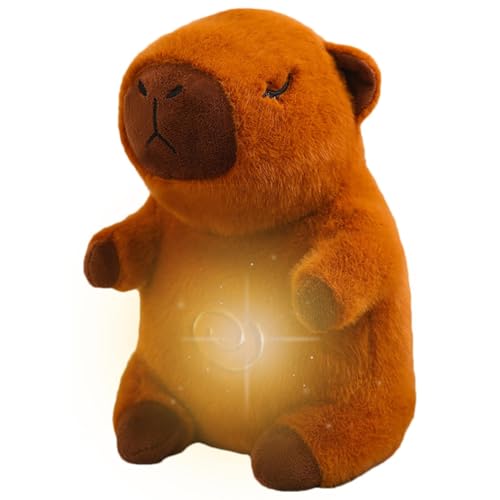 Capybara Plush Toy, Kids Sleep Aid Doll, Capybara Music Light Plush, Sleep Soother For Children, Rhythmic Breathing Doll, Night Light Plush Toy, Soft Capybara Stuffed Toy, Capybara Calming Plush, Musi von Dybnuhoc