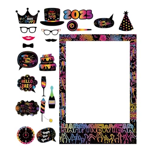 Photo Props for Photobooth, New Year Photo Booth Props | 2025 Large Photo Frame for Christmas & Lunar Year, Fun Selfie Frame and Accessories for Kids, Teens, and Family Pictures von Dybnuhoc