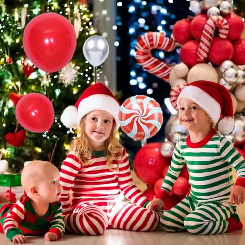 Dyeulget Weihnachtsballons, aufblasbare Weihnachts-Luftballons, rote Latex-Party-Ballons für Hauseingänge, Innenhöfe, Supermärkte von Dyeulget