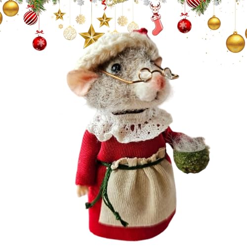 Niedliche nadelgefilzte Mäuse, handgemachte Winter-Weihnachtsnadelmäuse, weihnachtliches Wollfilz-Maus-Plüschtier, Nadelfilz-Mäusedekorationen für Weihnachtsbaumschmuck von Dyeulget