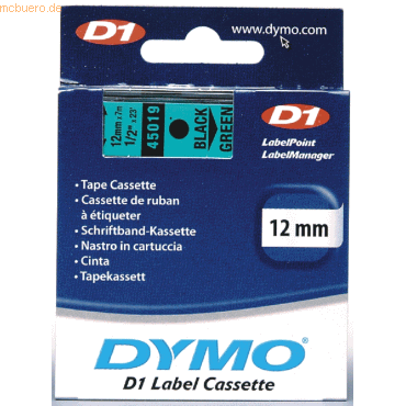 Dymo Etikettenband Dymo D1 12mm/7m schwarz/grün von Dymo