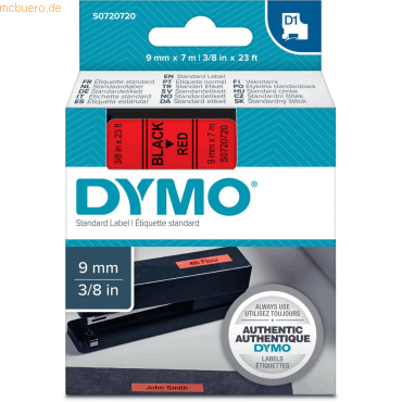 Dymo Etikettenband Dymo D1 9mm/7m schwarz/rot von Dymo