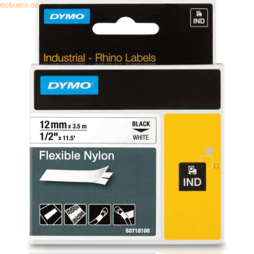 Dymo Schriftbandkassette Nylon flexibel laminiert 3,5mx12mm schwarz/we von Dymo