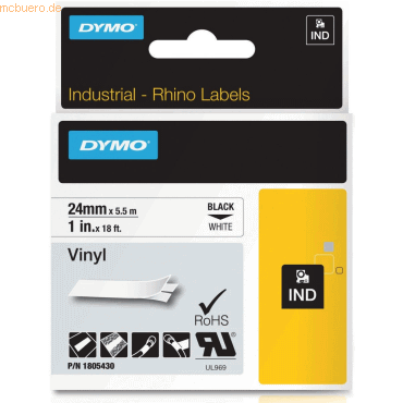 Dymo Schriftbandkassette PVC 5,5mx24mm schwarz/weiß von Dymo