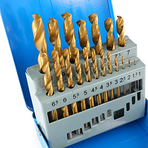 Dyna-Living 19PCS Spiralbohrer HSS M2 Bohrer Set Metall Stahlbohrer 1-10mm Drill Bits mit Eisen Tasche für Holz Kunststoff Aluminium Kupfer Stahl von Dyna-Living