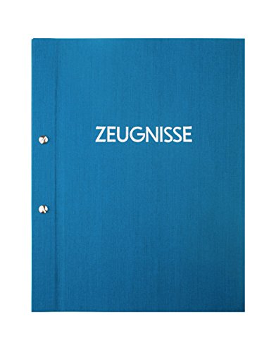 Zeugnismappe mit Leinenstruktur A4, inkl. 12 Sichthüllen und individuellem Namens-Druck (Blau) von DynaLabel