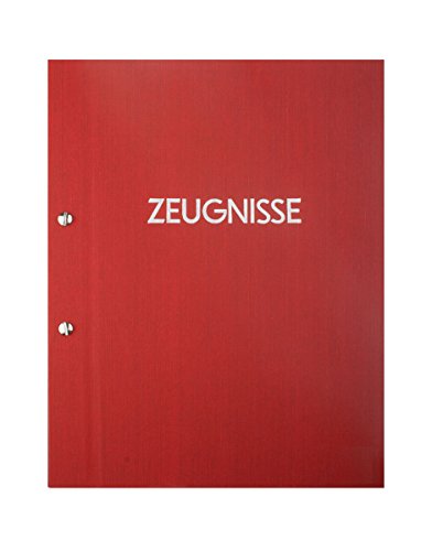 Zeugnismappe mit Leinenstruktur A4, inkl. 12 Sichthüllen und individuellem Namens-Druck (Rot) von DynaLabel