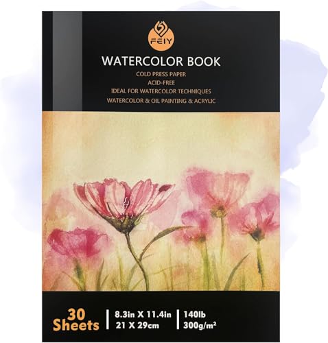 Premium Aquarellblock 300g/m² I 30 Seiten I Archivierbare Qualität I Perfekte Vielseitigkeit für lebendige Kunstwerke I Ideal für Aquarell, Gouache, Tempera & Acryl (A4 Cold Press Aquarell Papier) von DynamiX