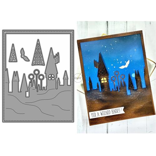 DzIxY Castle Background Board Metal Cutting Dies for Card Making Kit Embossing Paper Stanzformen Set Scrapbook Schablonen Supplies Machine Templates von DzIxY