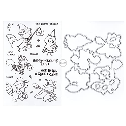 DzIxY Eichhörnchen Kaninchen transparente Stempel und Metall-Stanzformen-Sets für Kartenherstellung, Scrapbooking, Papierbedarf, Dichtungen, Aufbewahrungstaschen von DzIxY