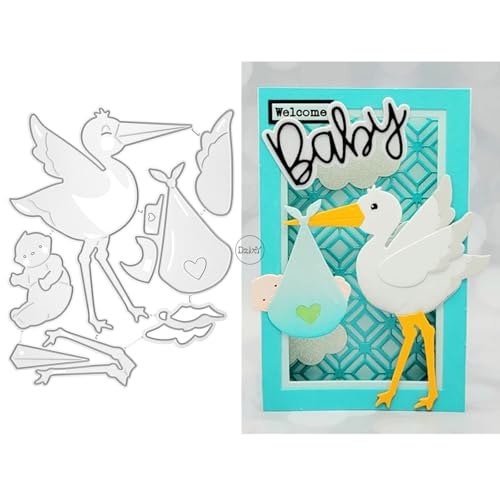 DzIxY Metall-Stanzformen für Kartenherstellung, Motiv: Patchwork-Vogel, Baby, Prägepapier, Stanzform-Set, Scrapbook-Schablonen, Zubehör, Maschinenvorlagen von DzIxY