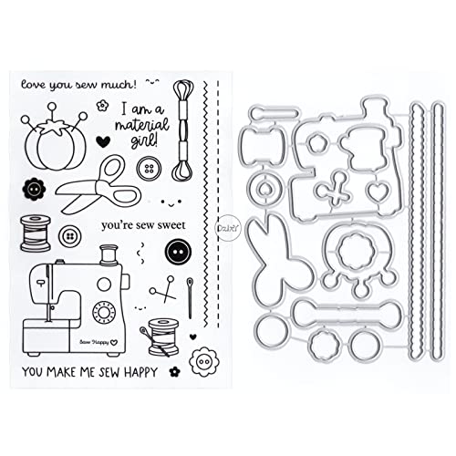 DzIxY Nähmaschinen-Schere, transparente Stempel und Metall-Stanzformen, Sets für Kartenherstellung, Scrapbooking, Papierkunst, Bastelset, Zubehör, Silikonversiegelungen, Stempeln für von DzIxY