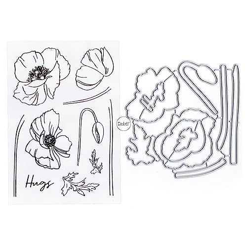 DzIxY Paeonia lactiflora Transparente Stempel und Metall-Stanzformen, Sets für Kartenherstellung, Scrapbooking, Papier-Set, Zubehör, Dichtungen, Aufbewahrungstaschen von DzIxY