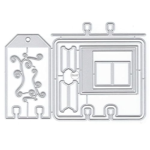 DzIxY Rechteckige Label Spitze Metall Stanzformen für Kartenherstellung Kit Prägepapier Stanzen Scrapbook Maschine Schablonen Lagerung Taschen Liefert von DzIxY