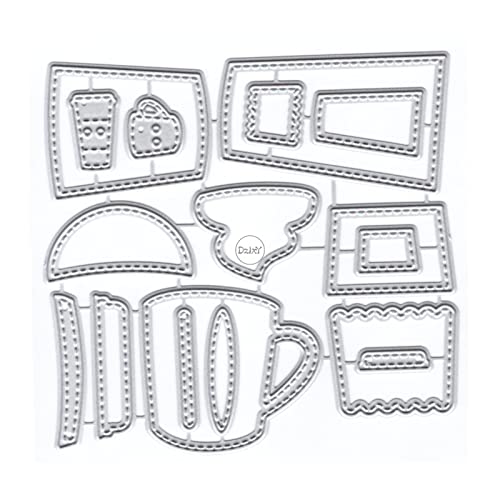 DzIxY Schmackhafte Kaffeetassen Metall Stanzformen für Kartenherstellung Kit Prägepapier Stanzformen Sets Scrapbooking Maschine Schablonen Aufbewahrungstaschen Zubehör von DzIxY