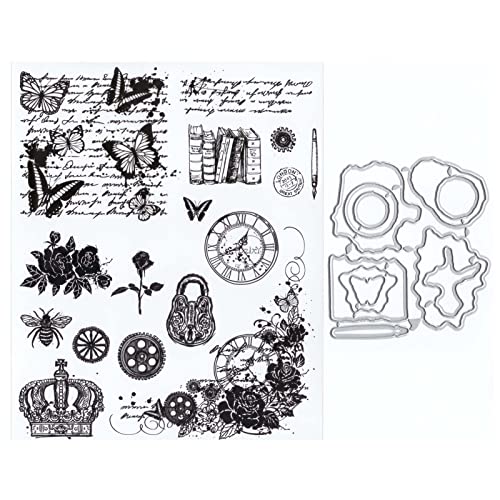 DzIxY Transparente Stempel und Metall-Stanzformen für Kartenherstellung, Scrapbooking, Papierbedarf, Dichtungen, Aufbewahrungstaschen von DzIxY