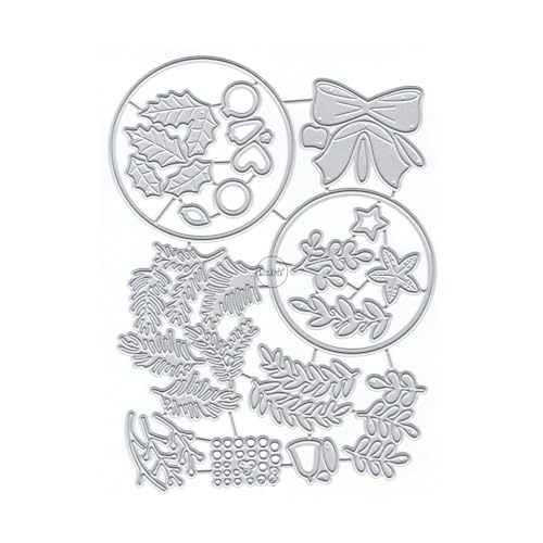 DzIxY Shadow Christmas Garland Metall-Stanzformen für Kartenherstellung, Prägepapier, Stanzformen, Scrapbook-Maschine, Schablonen, Aufbewahrungstaschen, Zubehör von DzIxY