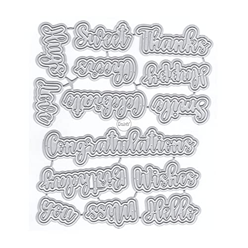 DzIxY Shadow English Words Metall Stanzformen für Kartenherstellung Kit Prägepapier Stanzformen Sets Scrapbooking Maschine Schablonen Aufbewahrungstaschen Zubehör von DzIxY